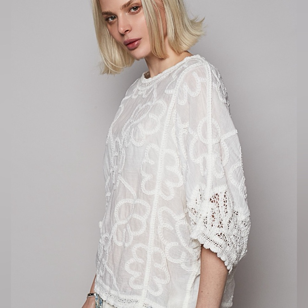 POL White Embroidered Top - Picture 2 of 6